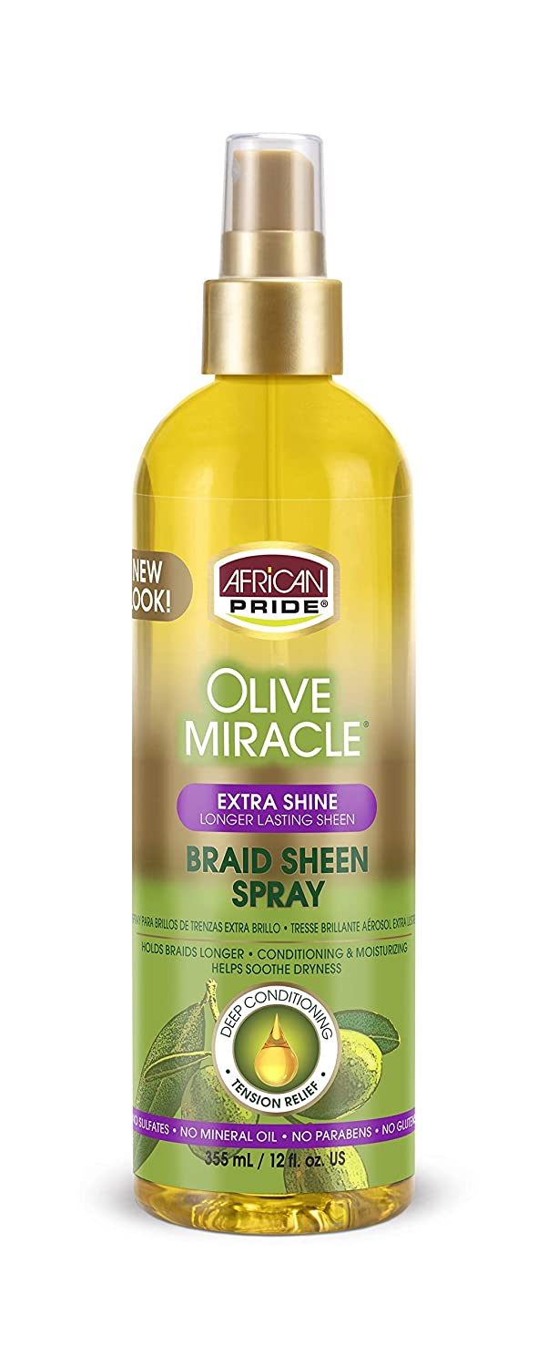 African Pride Olive Miracle Braid Sheen Spray - Extra Shine (12 oz)