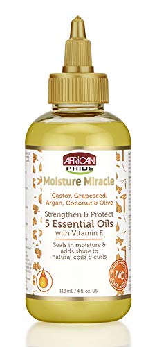 African Pride Moisture Miracle Castor, Grapeseed, Argan, Coconut & Olive Strengthen & Protect 5 Essential Oils (4oz) - empress mane 