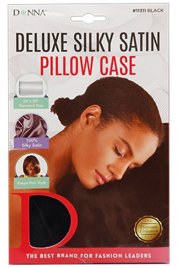 Donna Silky Satin Pillow Case - Black