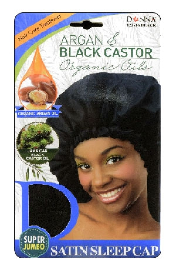 Donna Argan & Black Castor Oil Organic Oils Satin Sleep Cap (Super Jumbo)